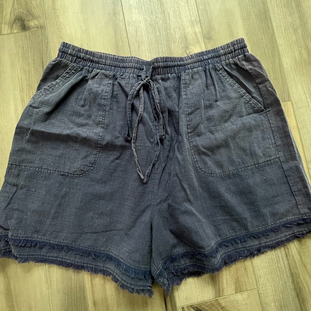 Cotton Bleu Womens Blue Elastic Waist Shorts Size 1X New